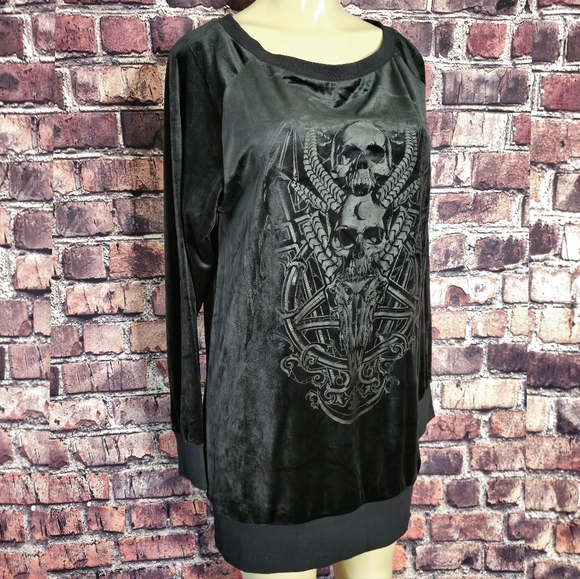 Killstar Survival Mode Velvet Sweater Dress - Picture 2 of 12